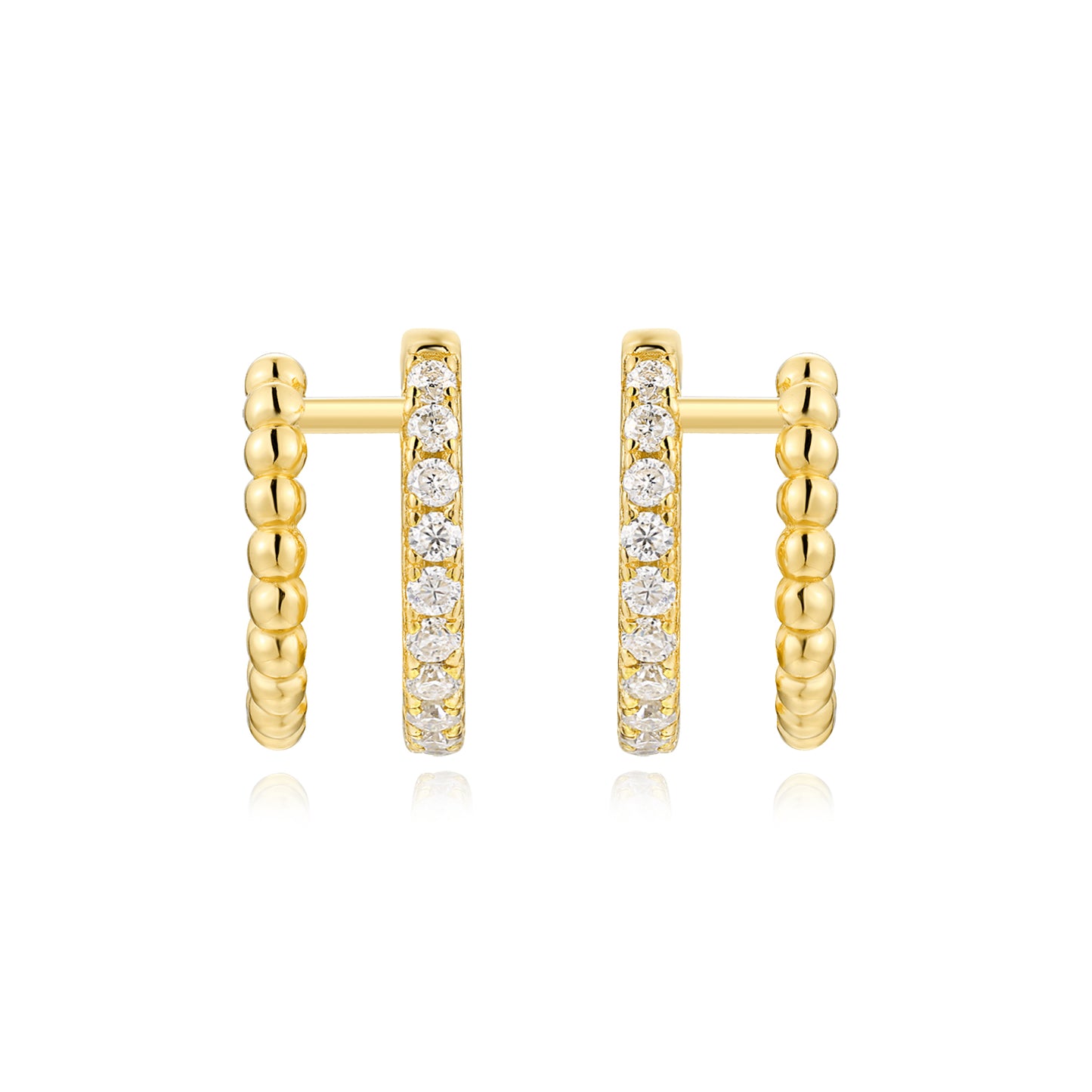 Classicly Elegant Double Row Moissanite Hoop Earrings