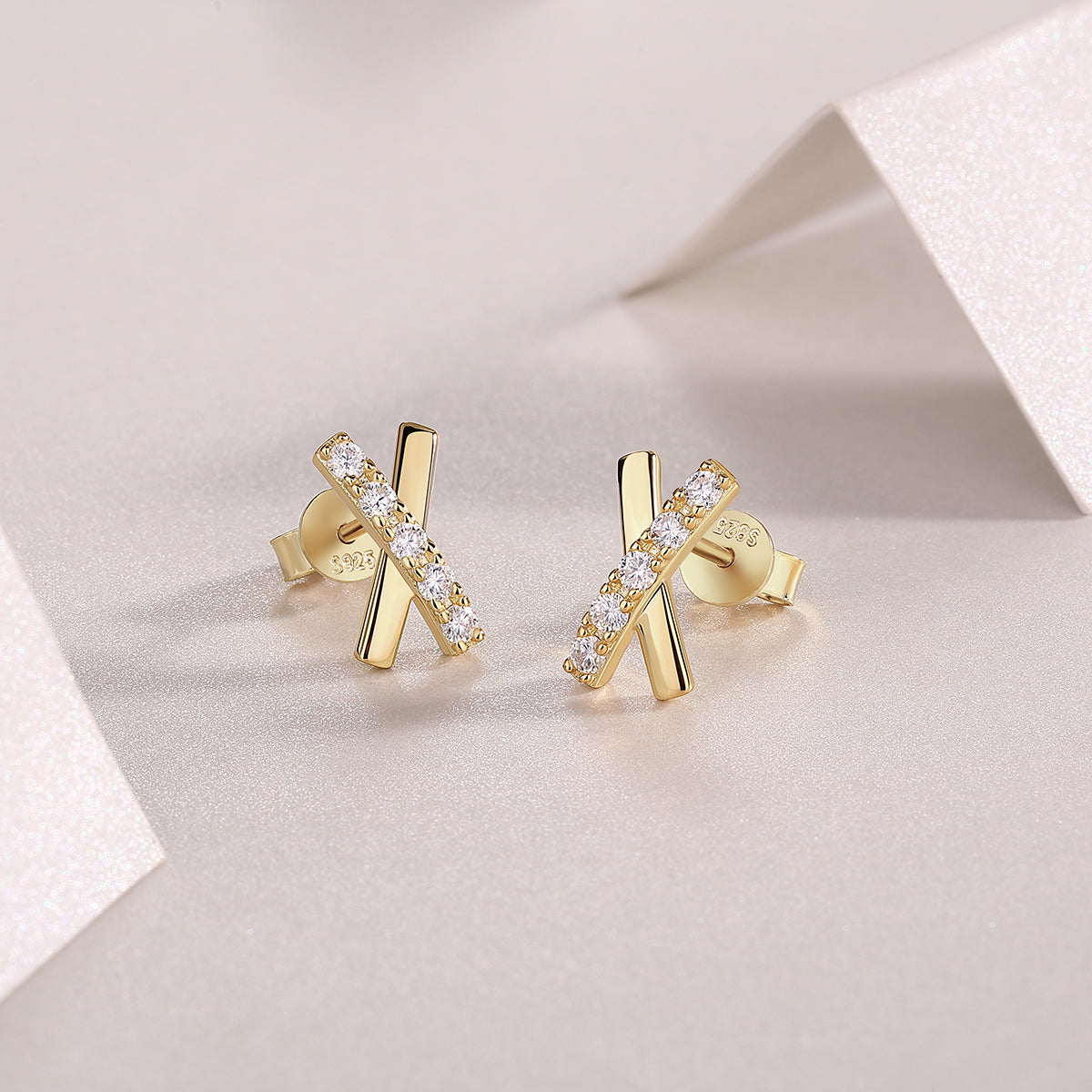 Elegant X Earrings with Moissanite Sparkle