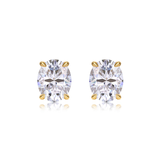 3-Carat Oval Moissanite Stud Earrings