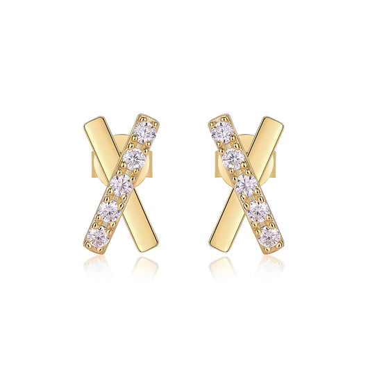 Elegant X Earrings with Moissanite Sparkle